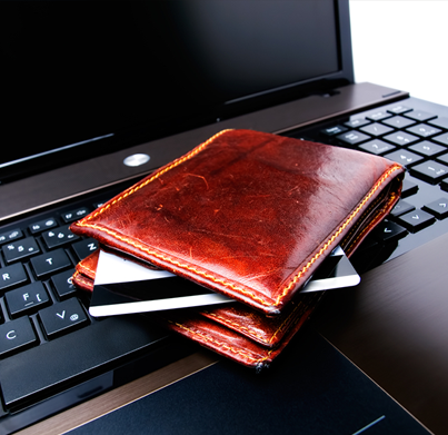 Wallet on laptop